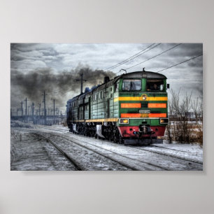 Treinen Russische dieselmotor Poster