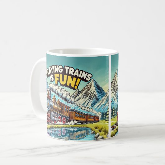 Treinen spelen is een leuke  stoommachine koffiemok (Voorkant links)