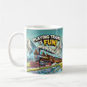 Treinen spelen is een leuke  stoommachine koffiemok (Links)