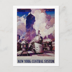  treinen van de centrale spoorweg van New York Briefkaart