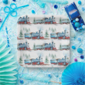 Treinen Verjaardagsfeest Waterverf Blauw Papieren Bordje (Feest)