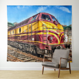  treinen voor de locomotief wandkleed