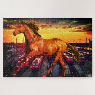 Treinen voor paarden legpuzzel