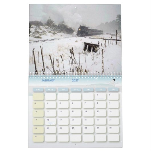 Treinenthousiaste agenda kalender (Jan 2027)