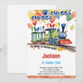 Treinfeestje 4e verjaardag kaart (Voorkant / Achterkant)