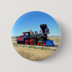 Treinfoto van de locomotiefstoommotor ronde button 5,7 cm
