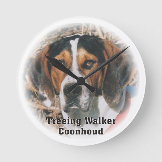 Treing Walker Coonhound Dog Clock Ronde Klok (Voorkant)