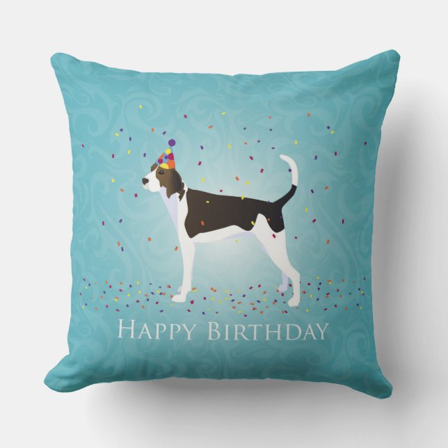 Treing Walker Coonhound Happy Birthday Design Kussen (Voorkant)