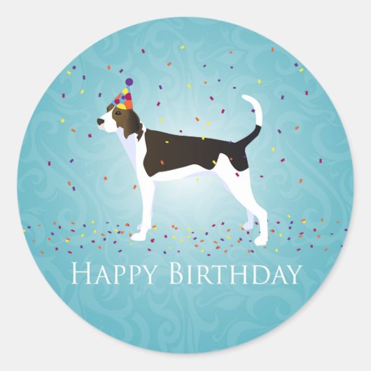Treing Walker Coonhound Happy Birthday Design Ronde Sticker (Voorkant)