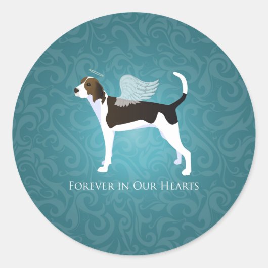 Treing Walker Coonhound Pet Memorial Angel Dog Ronde Sticker (Voorkant)