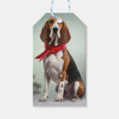 Treining Walker Coonhound Hond in Sneeuw Kerstmis Cadeaulabel (Voorkant)