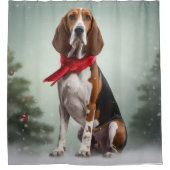 Treining Walker Coonhound Hond in Sneeuw Kerstmis Douchegordijn (Voorkant)