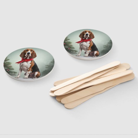 Treining Walker Coonhound Hond in Sneeuw Kerstmis Handwaaier (Niet-gemonteerd)