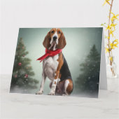 Treining Walker Coonhound Hond in Sneeuw Kerstmis Kaart (Gele Bloem)
