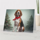 Treining Walker Coonhound Hond in Sneeuw Kerstmis Kaart (Voorkant)