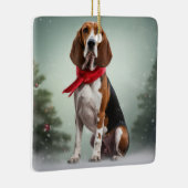 Treining Walker Coonhound Hond in Sneeuw Kerstmis Keramisch Ornament (Rechts)