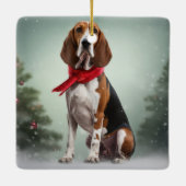 Treining Walker Coonhound Hond in Sneeuw Kerstmis Keramisch Ornament (Achterkant)