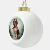 Treining Walker Coonhound Hond in Sneeuw Kerstmis Keramische Bal Ornament (Rechts)