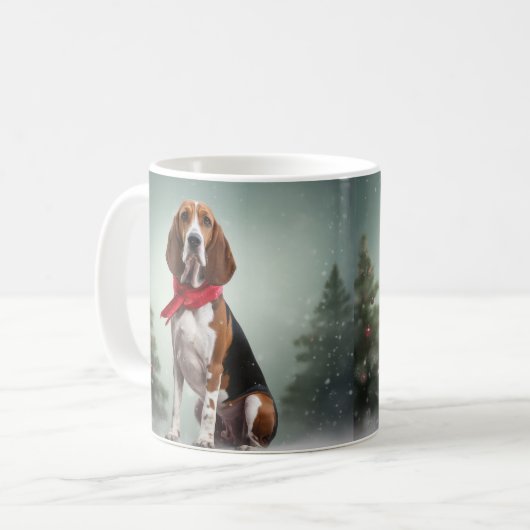 Treining Walker Coonhound Hond in Sneeuw Kerstmis Koffiemok (Voorkant links)