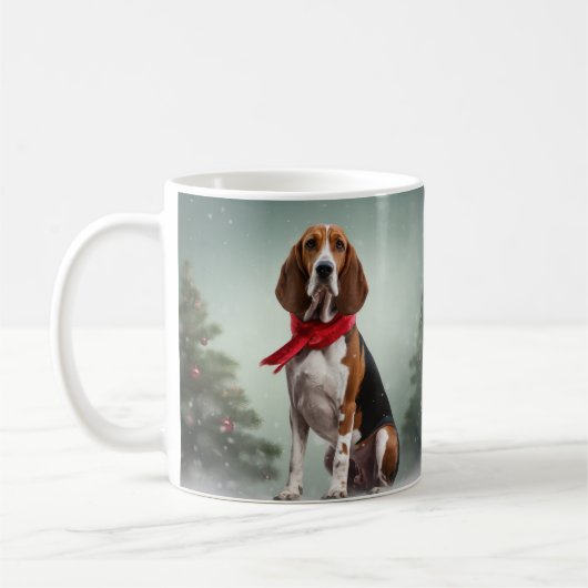 Treining Walker Coonhound Hond in Sneeuw Kerstmis Koffiemok (Links)