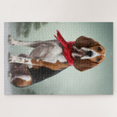 Treining Walker Coonhound Hond in Sneeuw Kerstmis Legpuzzel (Horizontaal)