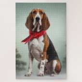 Treining Walker Coonhound Hond in Sneeuw Kerstmis Legpuzzel (Verticaal)