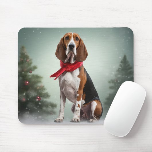 Treining Walker Coonhound Hond in Sneeuw Kerstmis Muismat (Met muis)