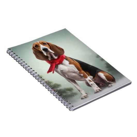 Treining Walker Coonhound Hond in Sneeuw Kerstmis Notitieboek (Rechterzijde)