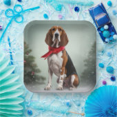 Treining Walker Coonhound Hond in Sneeuw Kerstmis Papieren Bordje (Feest)