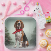 Treining Walker Coonhound Hond in Sneeuw Kerstmis Papieren Bordje (Feest)