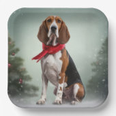 Treining Walker Coonhound Hond in Sneeuw Kerstmis Papieren Bordje (Voorkant)