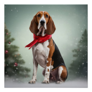 Treining Walker Coonhound Hond in Sneeuw Kerstmis Perfect Poster