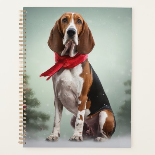 Treining Walker Coonhound Hond in Sneeuw Kerstmis Planner (Voorkant)
