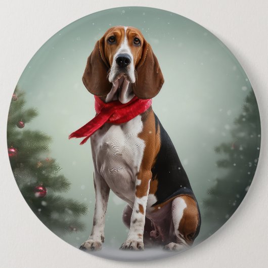 Treining Walker Coonhound Hond in Sneeuw Kerstmis Ronde Button 6,0 Cm (Voorkant)