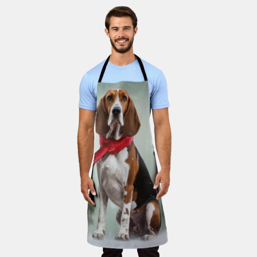 Treining Walker Coonhound Hond in Sneeuw Kerstmis Schort (Gedragen)