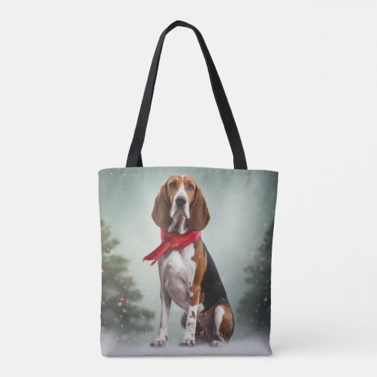 Treining Walker Coonhound Hond in Sneeuw Kerstmis Tote Bag (Achterkant)