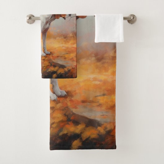 Treining Walker Coonhound in Herfstbladeren Herfst Bad Handdoek (Insitu)