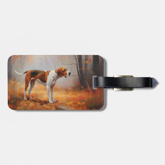 Treining Walker Coonhound in Herfstbladeren Herfst Bagagelabel (Achterkant horizontaal)
