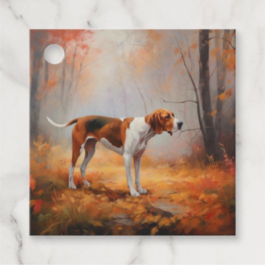Treining Walker Coonhound in Herfstbladeren Herfst Bedankjes Labels (Voorkant)