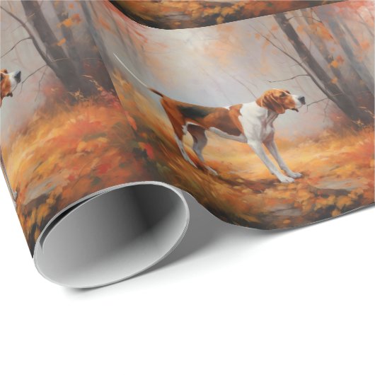 Treining Walker Coonhound in Herfstbladeren Herfst Cadeaupapier (Rol Hoek)