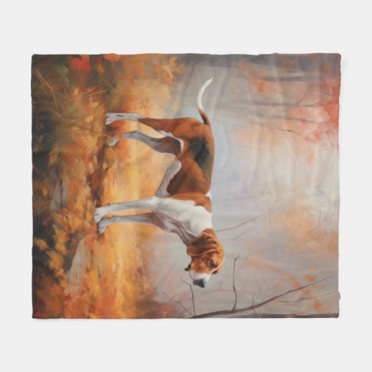 Treining Walker Coonhound in Herfstbladeren Herfst Fleece Deken (Voorkant (Horizontaal))