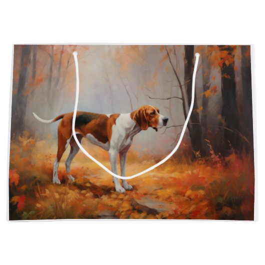 Treining Walker Coonhound in Herfstbladeren Herfst Groot Cadeauzakje (Voorkant)