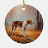Treining Walker Coonhound in Herfstbladeren Herfst Keramisch Ornament (Voorkant)