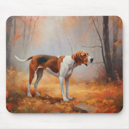 Treining Walker Coonhound in Herfstbladeren Herfst Muismat (Voorkant)