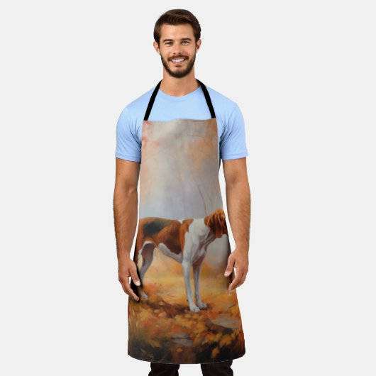 Treining Walker Coonhound in Herfstbladeren Herfst Schort (Gedragen)