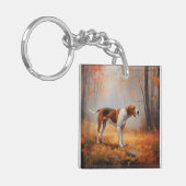 Treining Walker Coonhound in Herfstbladeren Herfst Sleutelhanger (Voorkant Links)