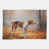 Treining Walker Coonhound in Herfstbladeren Herfst Theedoek (Horizontaal)