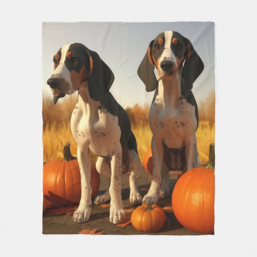 Treining Walker Coonhound Puppy Herfst Pompoen Fleece Deken (Voorkant)