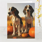 Treining Walker Coonhound Puppy Herfst Pompoen Kaart (Gele Bloem)