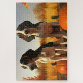 Treining Walker Coonhound Puppy Herfst Pompoen Legpuzzel (Verticaal)